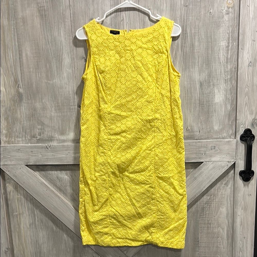 Talbots women’s 12 petite yellow sleeveless dress S1